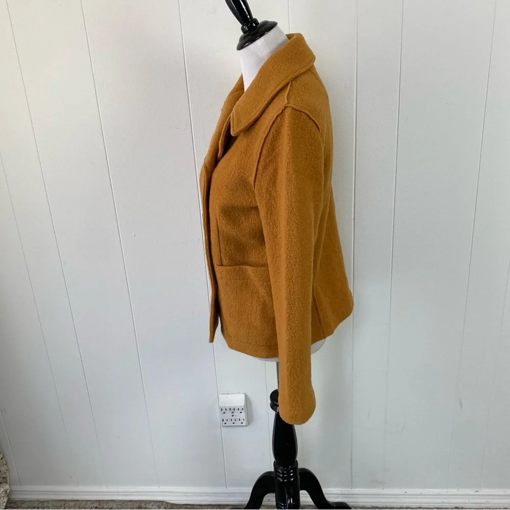 J Crew Womens Italian Boiled Wool Double Breasted Peacoat Jacket Yellow Size 4 - Picture 5 of 13